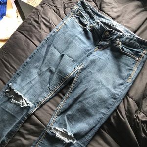 Navy blue washed jeans